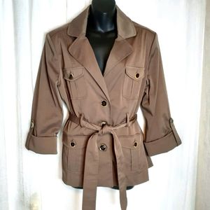 Dress Barn Lt. Brown Safari Jacket with Leopard